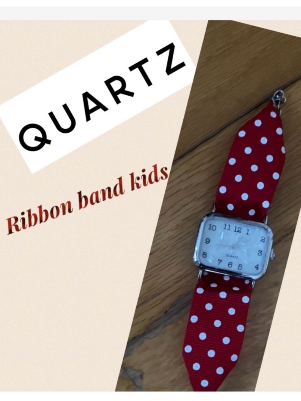 Kids Red Polka Dot Ribbon Watch -